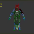 Medieval Knight Armor With Black Silver Decorative Design And Green Accent Shield