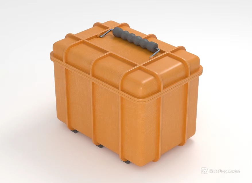 Orange Rigid Toolbox With Black Handle And Durable Storage Construction Design 3d model