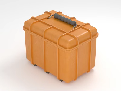 Orange Rigid Toolbox With Black Handle And Durable Storage Construction Design 3d model