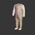White Baby Romper With Colorful Cartoon Teddy Bear Rainbow Long Sleeved Zipper Footed Design