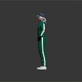 Green Jumpsuit Figure With Blue Cap White Gloves And White Shoes Standing Pose