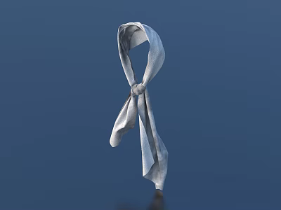 White Silk Scarf Knotted Against Dark Blue Background With Smooth Texture 3d model