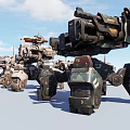 Futuristic Mechanical Weapons Featuring Large Cannons Armored Bodies And Mechanical Legs