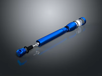 High Performance Blue Automotive Shock Absorber With Metal Body And Connecting Ends 3d model