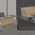 Modern Stackable Office Chairs With Metal Frame For Meeting Room Workspace Table 3d model