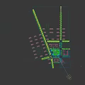 Modern Commercial Street With Surrounding Tall Buildings Central Plaza And Green Areas