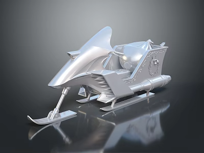 Natural Snowy Winter Landscape with Sleek Silver Sled and Smooth Gliding Structure 3d model