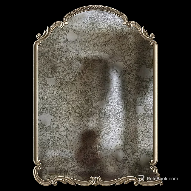 Ornate Vintage Mirror With Carved Gold Frame And Intricate Patterns For Wall Decor 3d model 