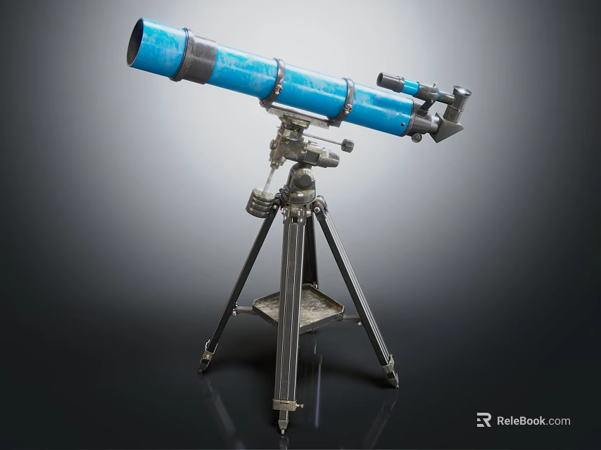 Commercial Equipment Blue Telescope with Stable Tripod Stand and High Quality Optics 3d model 