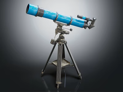 Commercial Equipment Blue Telescope with Stable Tripod Stand and High Quality Optics 3d model