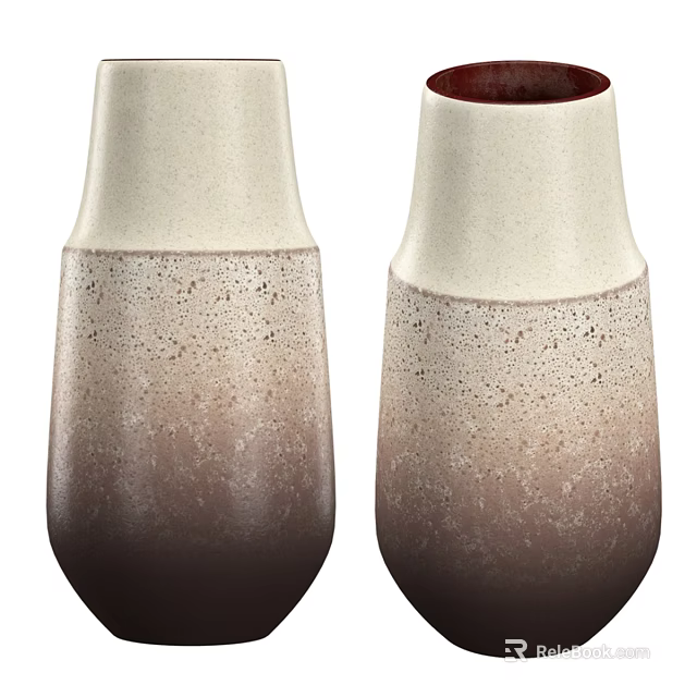 Modern Decorative Ornament Set With Two Ceramic Vases Gradient Color Speckled Texture 3d model 