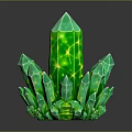 Vibrant Green Crystal Shaped Plant Featuring Spiky Tips And Yellow Glowing Spots With Reflection