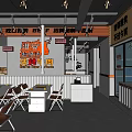 Modern Beef Restaurant Interior With Fresh Beef Tables Chairs And Open Layout 3d model