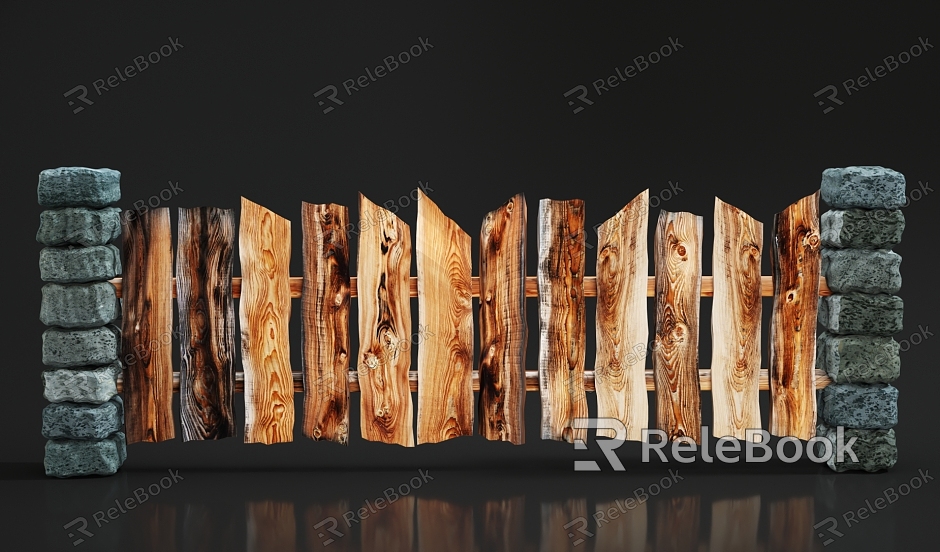 Fence Wood Fence Fence Wood Board Fence Stone Fence model