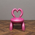 Children's Chair Seat Stool Cute Heart-shaped Low Stool Backrest Chair Cartoon Children's Furniture 3d model