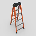 Durable Orange Ladder With Silver Steps Black Top And Non Slip Pads