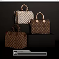 Luxury Designer Luggage Collection With Checkerboard Monogram Patterns Leather Handles And Structured Shapes