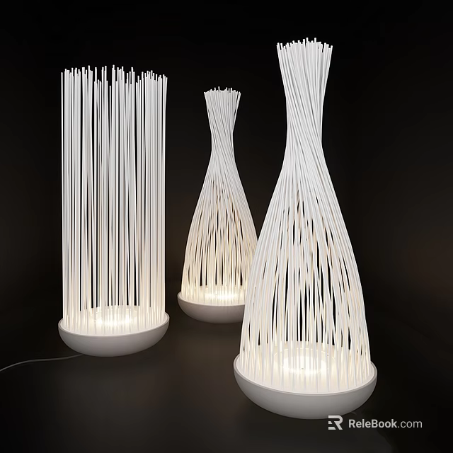 Modern White Floor Lamps With Slim Linear Design And Illuminated Base 3d model 