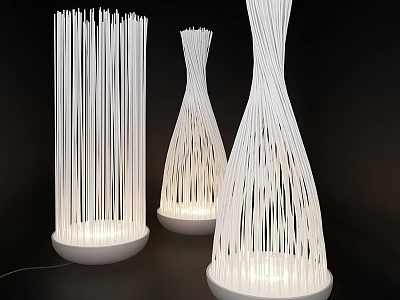 Modern White Floor Lamps With Slim Linear Design And Illuminated Base 3d model