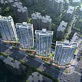 Birds Eye View Urban Planning with High Rise Buildings Road Networks and Green Spaces
