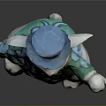 Ornate Decorative Rabbit Figurine Wearing Blue Top Hat Green Coat With Floral Patterns And Cane