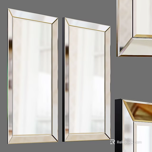 Modern Decorative Mirrors With Gold Metal Frames For Contemporary Home Wall Decor 3d model 