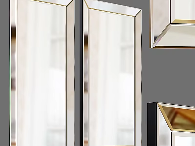Modern Decorative Mirrors With Gold Metal Frames For Contemporary Home Wall Decor 3d model