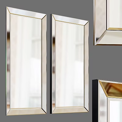 Modern Decorative Mirrors With Gold Metal Frames For Contemporary Home Wall Decor 3d model