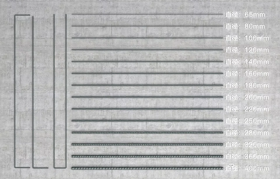 Architectural Building Components with Multiple Size Specifications Including Dimensions like 65mm 80mm 100mm and 120mm 3d model 