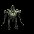 Green Armored Mechanical Battle Weapon Mech With Multiple Legs And Arms