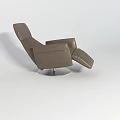 Modern Single Sofa With Swivel Base And Brown Leather Reclining Design 3d model