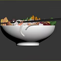 Fresh Colorful Food Bowl With Assorted Vegetables Shrimp Onions And Chopsticks