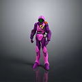 Shiny Purple And Pink Robot Mech Suit With Helmet Armor In Standing Pose