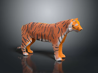 3D Tiger Model In Stylized Design With Orange Black Stripes And White Accents 3d model