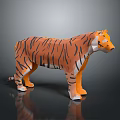 3D Tiger Model In Stylized Design With Orange Black Stripes And White Accents