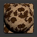 Textured Cube And Sphere With Brown Spots On Light Brown Surface