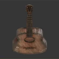 Vintage Style Handmade Guitar with Detailed Decorative Carvings Using Art Supplies