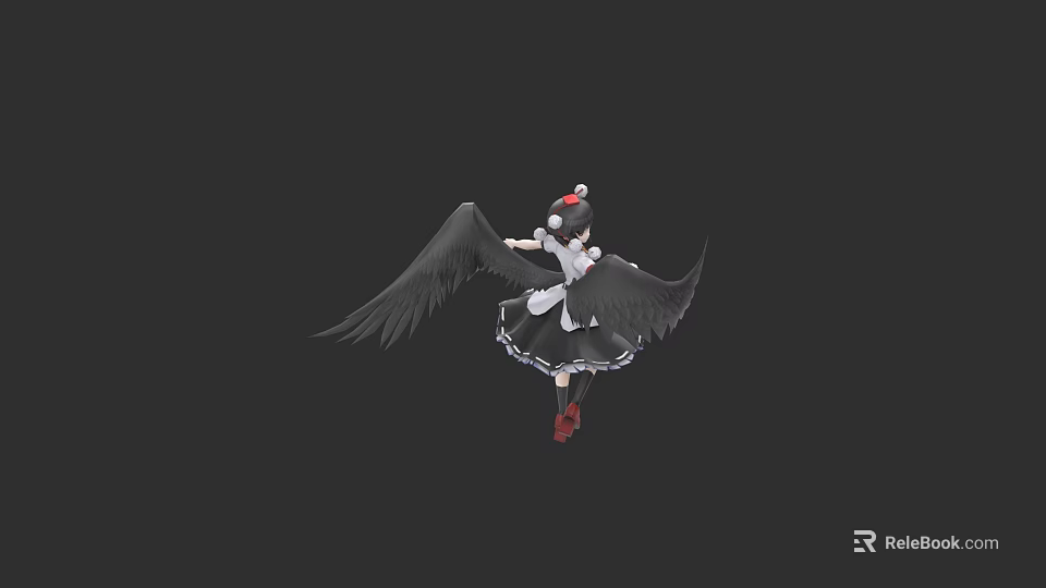 Gothic Style Armchair With Black Wing Accents And Maid Inspired Design Elements 3d model 