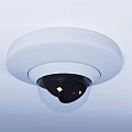 Dome Security Camera Ceiling Mounted With White Housing Black Lens And Red Indicator Light 3d model