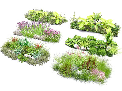 Colorful Flower and Plant Varieties in Lush Diverse Garden Arrangement Designs 3d model