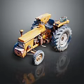 Yellow Vintage Farm Tractor With Large Wheels And Rustic Metal Body