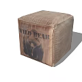 Square Shaped Brown Fabric Ottoman With Wild Bear Print And Bear Graphic