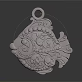 Silver Fish Shaped Pendant With Intricate Patterns And Loop Design For Decorative Use