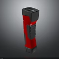Red and Gray Portable Flashlight with Ergonomic Textured Grip for Everyday Use 3d model