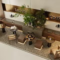 Luckin Coffee Shop Modern Interior With Tables Chairs Plants And Lighting