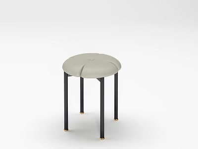 Modern Light Gray Dining Chair With Round Seat Black Legs And Golden Base Accents 3d model