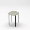 Modern Light Gray Dining Chair With Round Seat Black Legs And Golden Base Accents