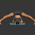 Human Organ And Hair Demonstration In Downward Dog Yoga Pose On Blue Mat