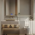 Modern Bathroom Interior With Illuminated Mirror Vanity Shower And Natural Light