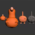 Four 3D Cartoon Cats In Orange And Gray With Angry Expressions